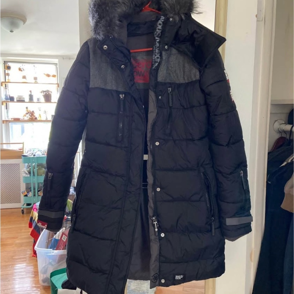 Superdry Women's Black Jacket with Hood